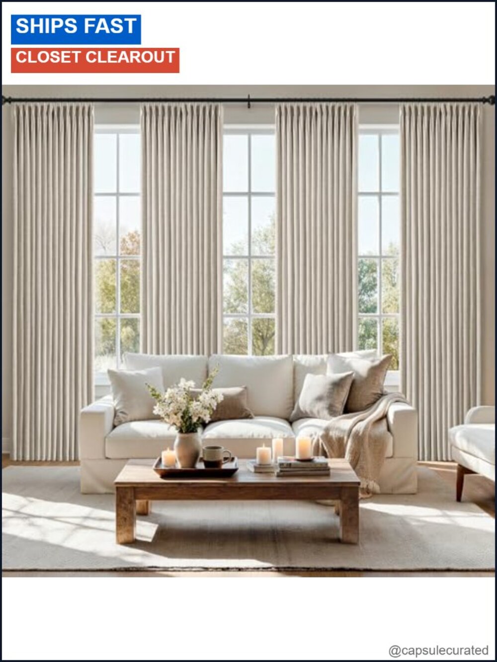 Pinch Pleated Linen Blend Curtain Panels Set 40x90 4 Panels